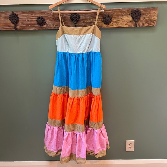 J. Crew Maxi Dress Size 6 Sleeveless Colorblock Tiered Casual Party - Picture 2 of 7